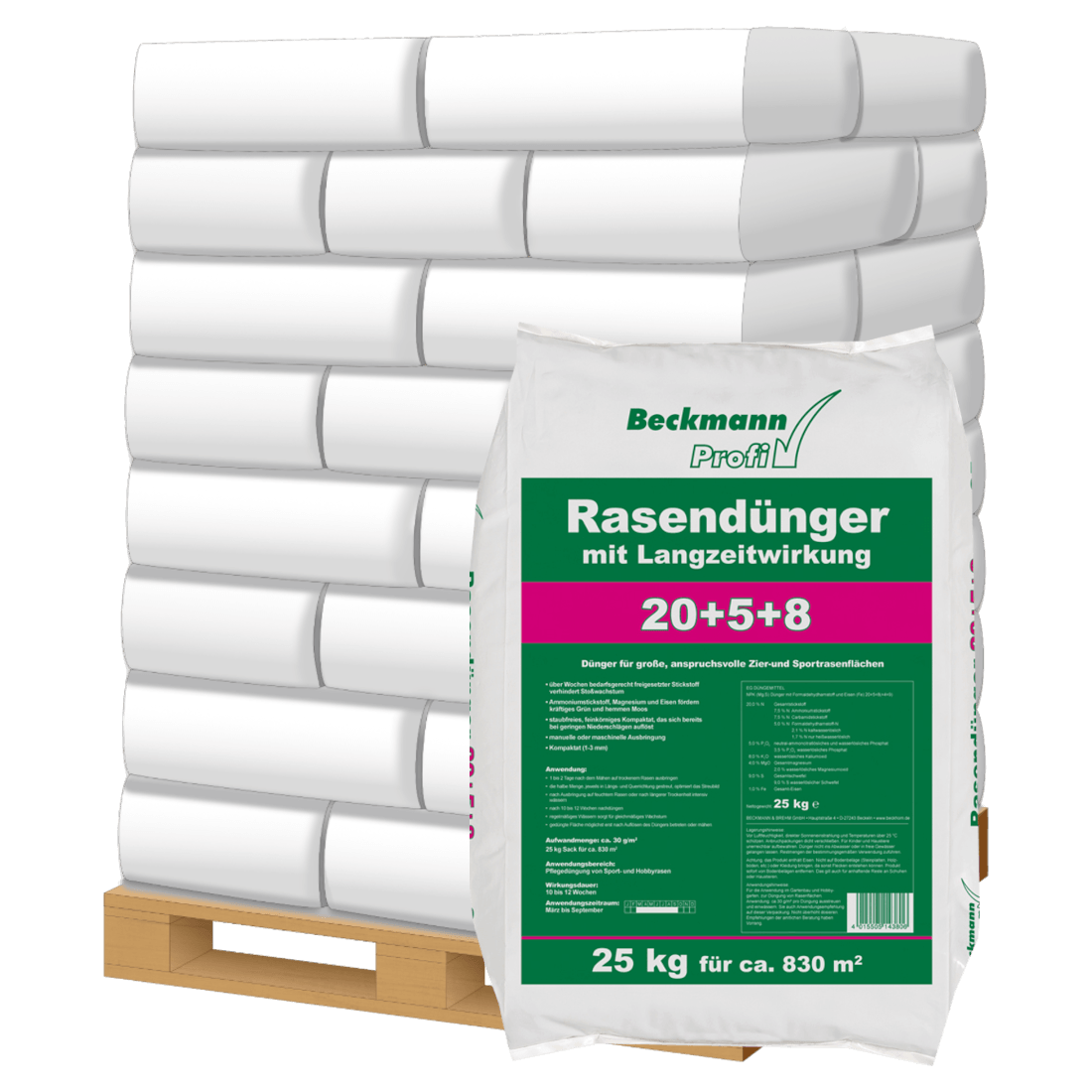 BECKMANN PROFI Rasenlangzeitdünger NPK 20+5+8(+4)