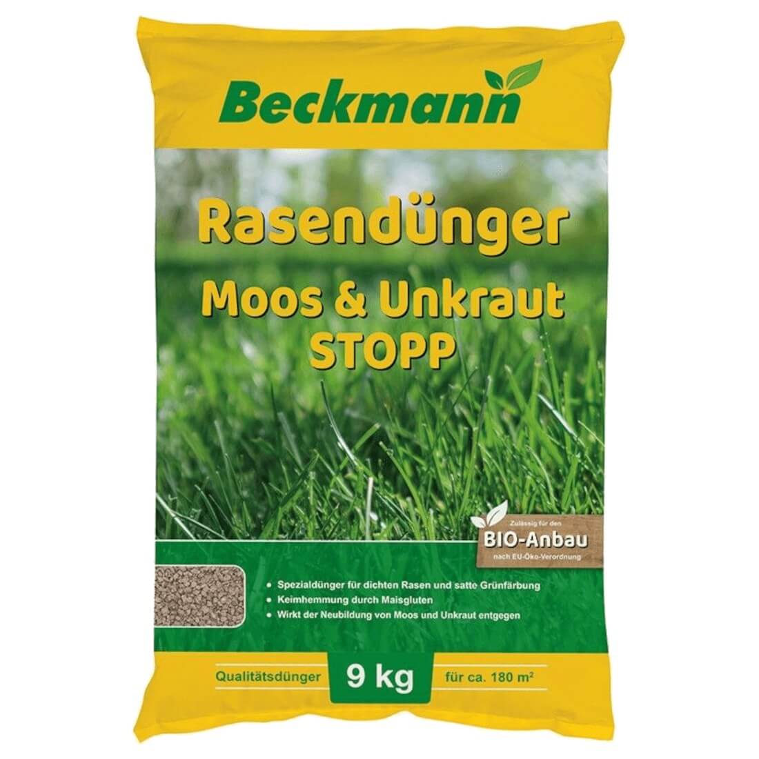 Beckmann Rasendünger Moos & Unkraut STOPP 9 kg Anti Moos Unkraut Vernichter