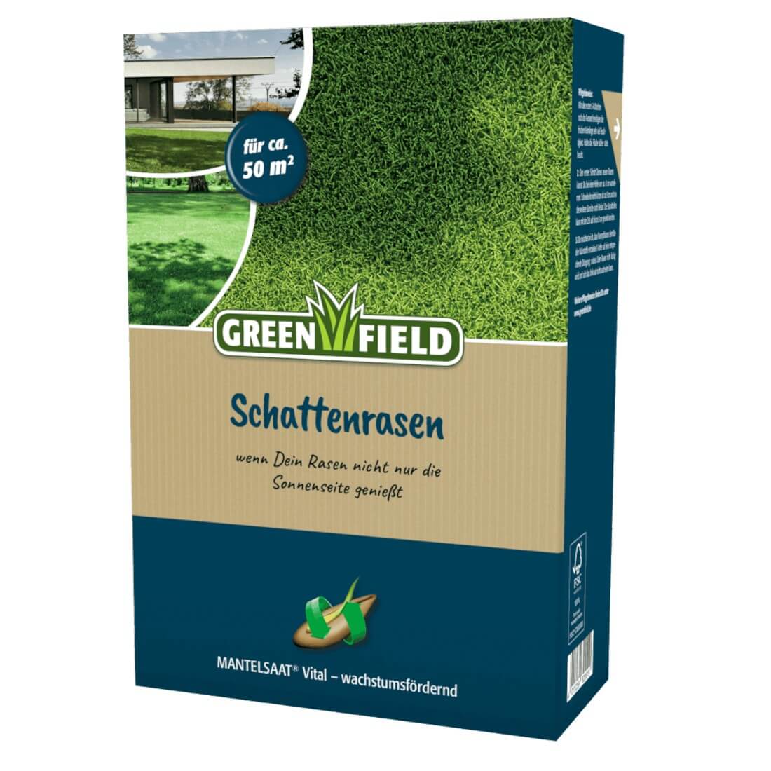 Greenfield Schattenrasen MANTELSAAT 1 kg Rasensamen Grassamen Schattenlage
