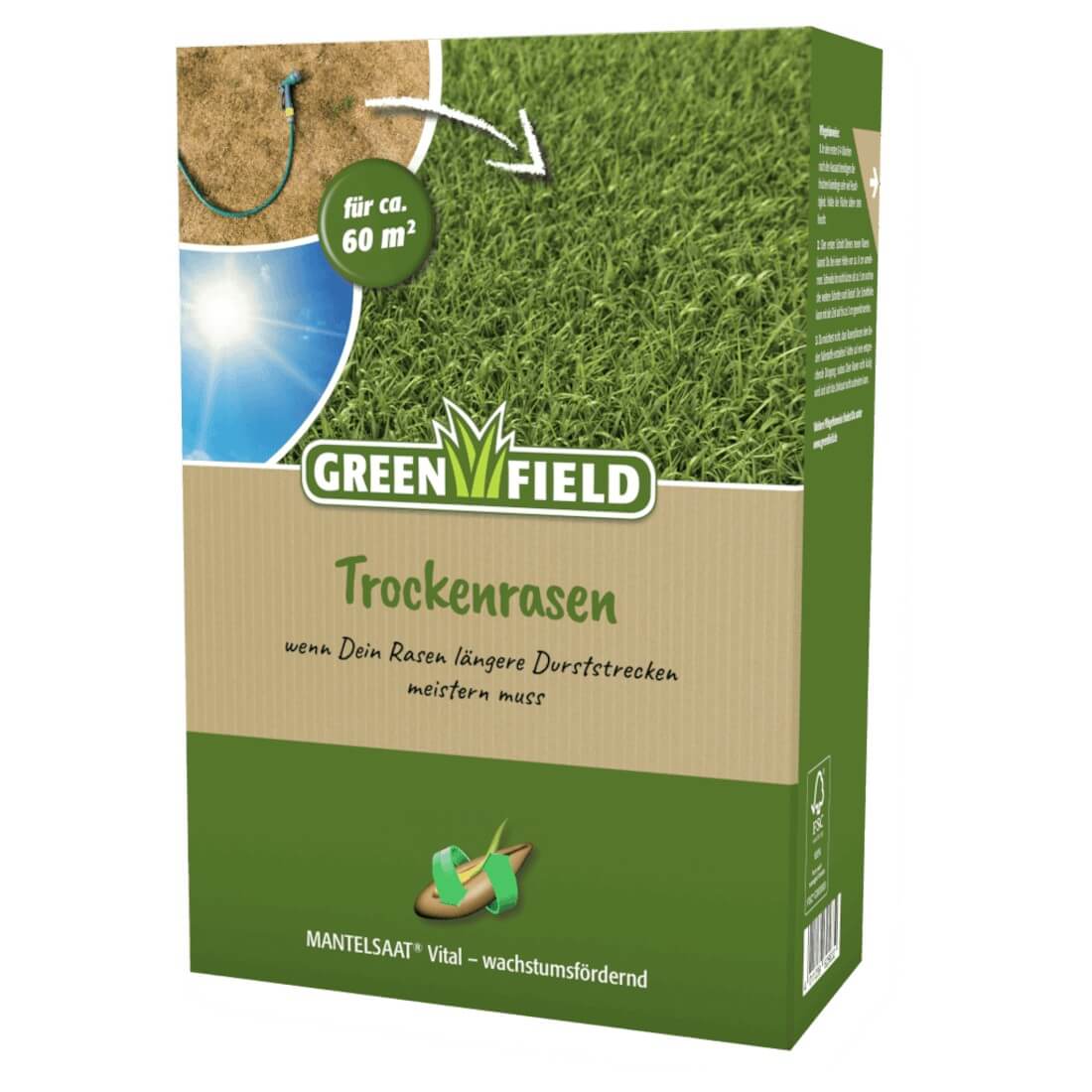 Greenfield Trockenrasen MANTELSAAT Vital 2 kg Rasensamen Trockenlage Grassamen