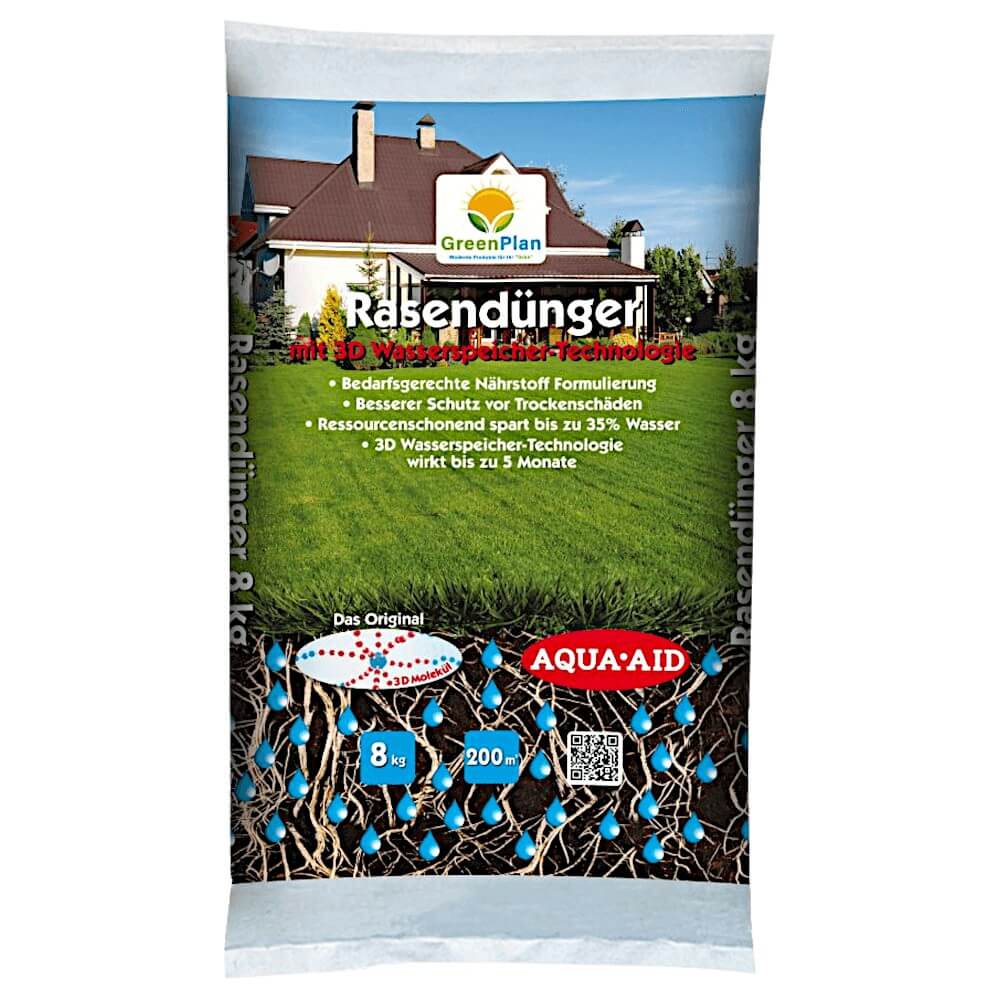 GreenPlan Rasendünger + 3D Wasserspeicher 8 kg