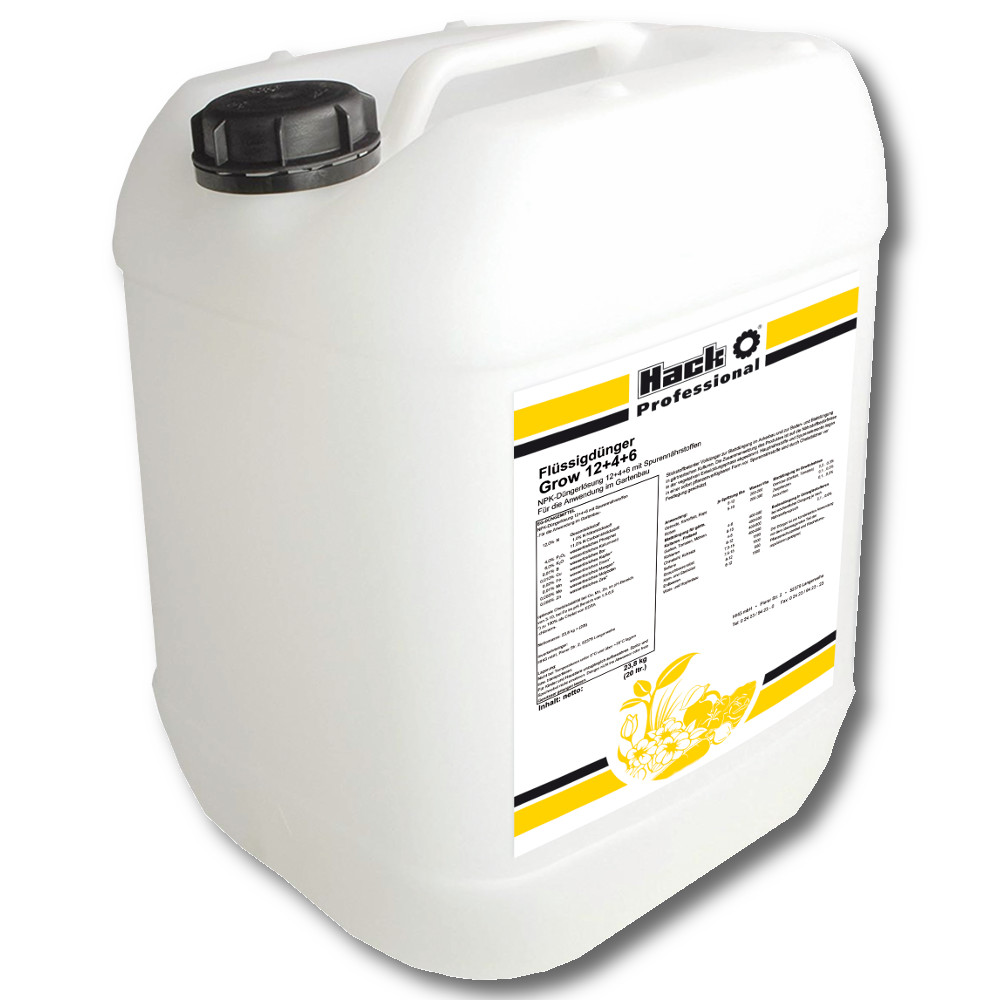 HACK PROFI Flüssigdünger GROW 12+4+6, 20 l Stickstoffbetonter Volldünger