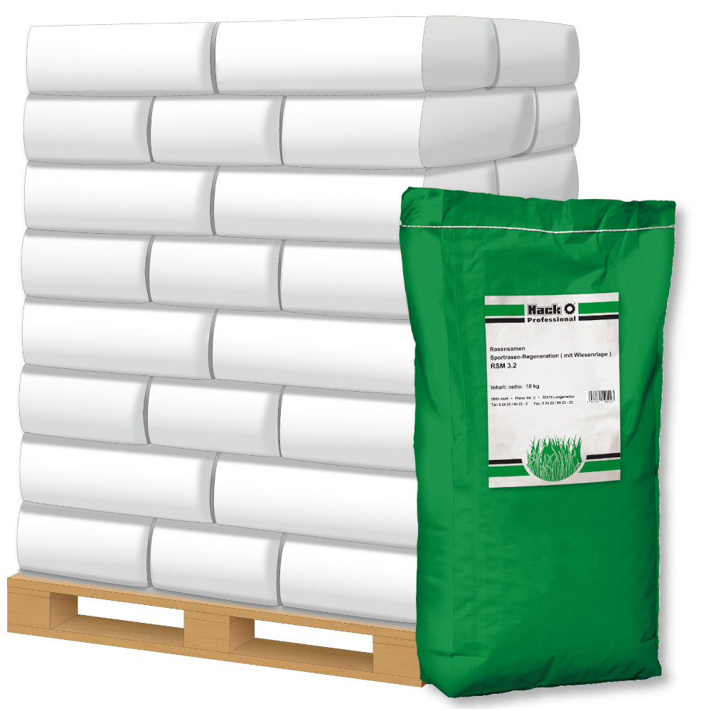HACK PROFI Rasensamen 60x10 kg Sportrasen Nachsaat RSM 3.2 mit poa pratensis