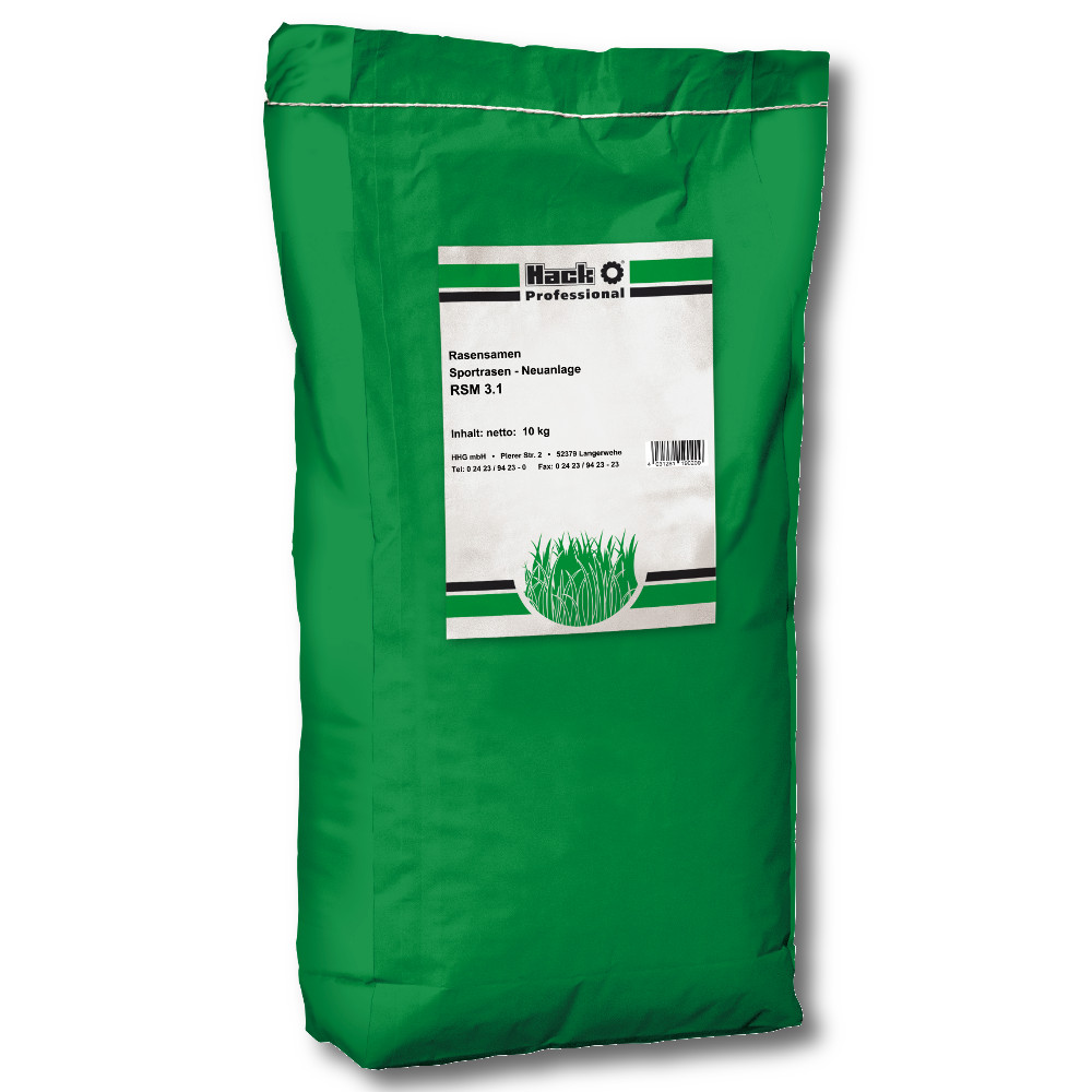 HACK PROFI Rasensamen 10 kg Sportrasen Neuanlage RSM 3.1 Grassamen Profimischung