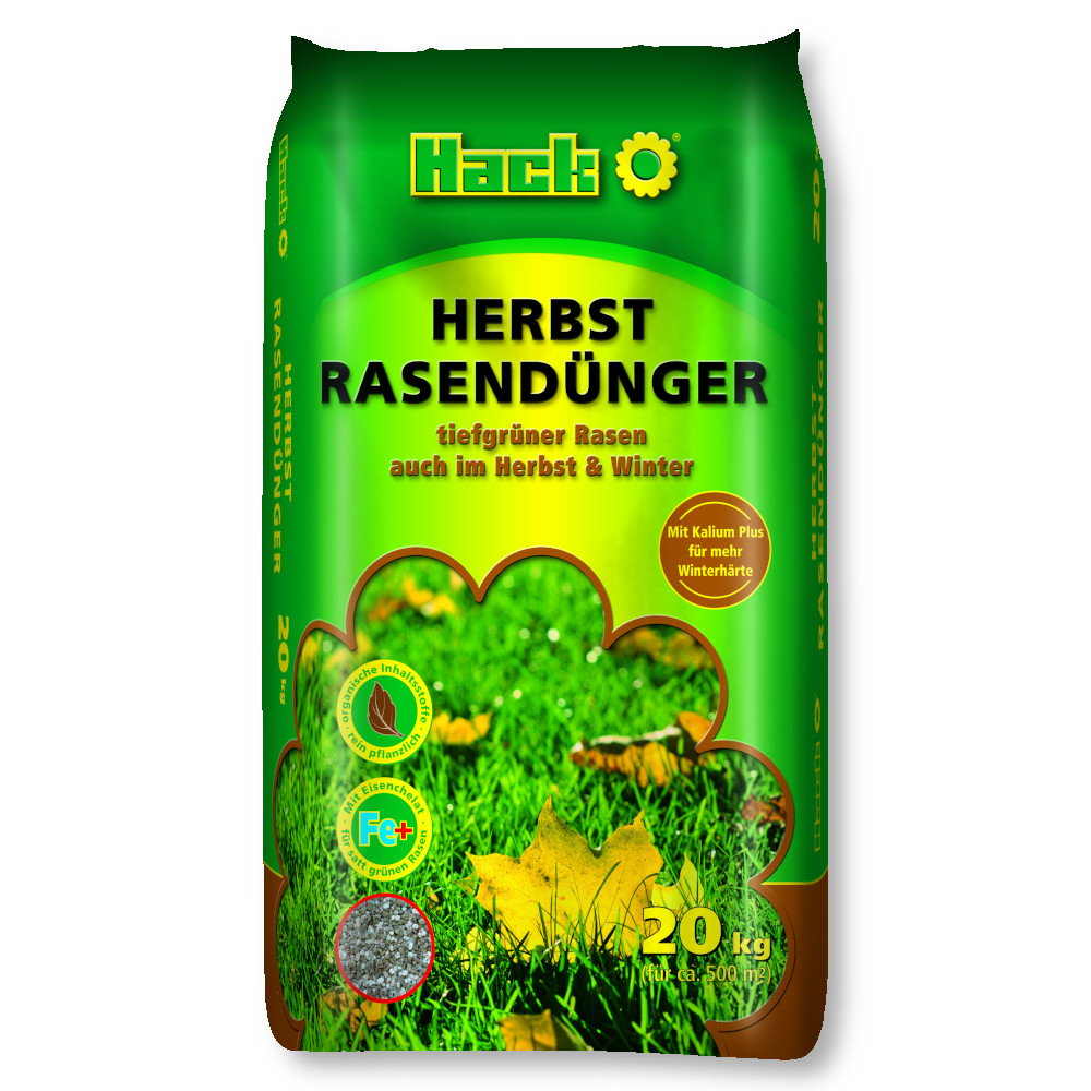 HACK Rasendünger Herbst 20 kg Langzeitwirkung Herbstrasendünger Kalidünger