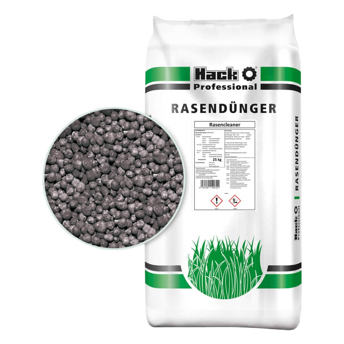 HACK Rasencleaner 25 kg Rasendünger Volldünger Kalkstickstoff gegen Moos, Klee