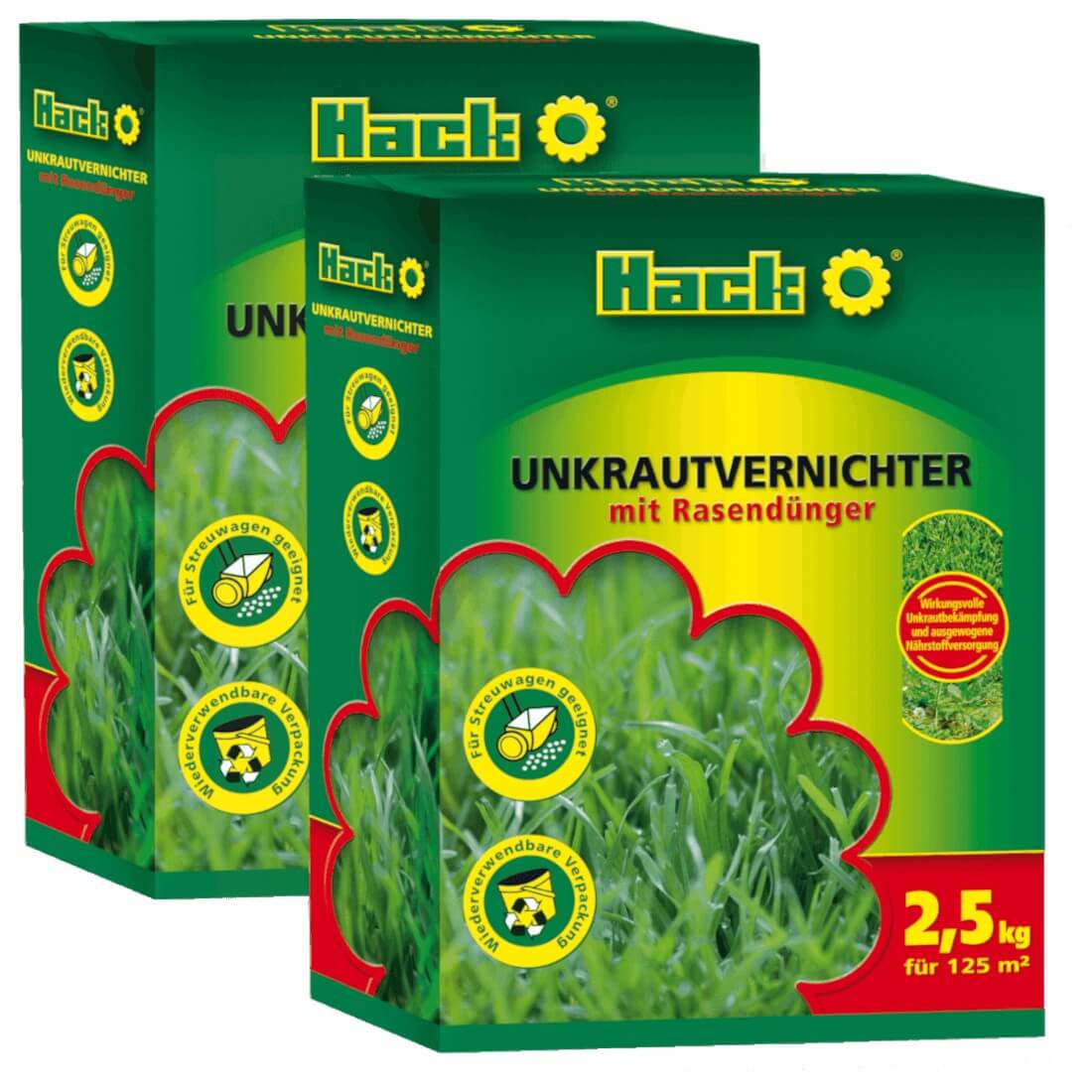 HACK Unkrautvernichter mit Rasendünger 2x2,5 kg UV Unkraut Ex Anti Unkraut