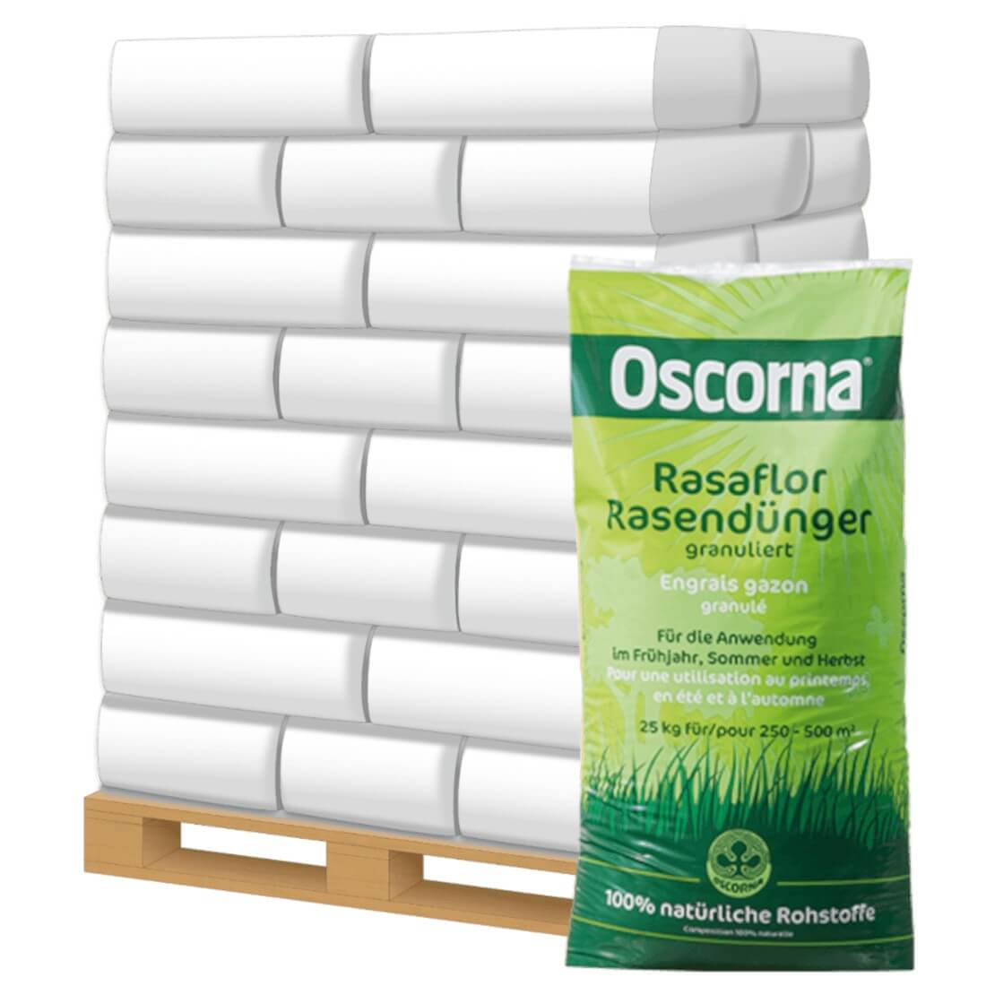 Oscorna Rasendünger Rasaflor granuliert 30x25 kg Rasennaturdünger Biorasendünger