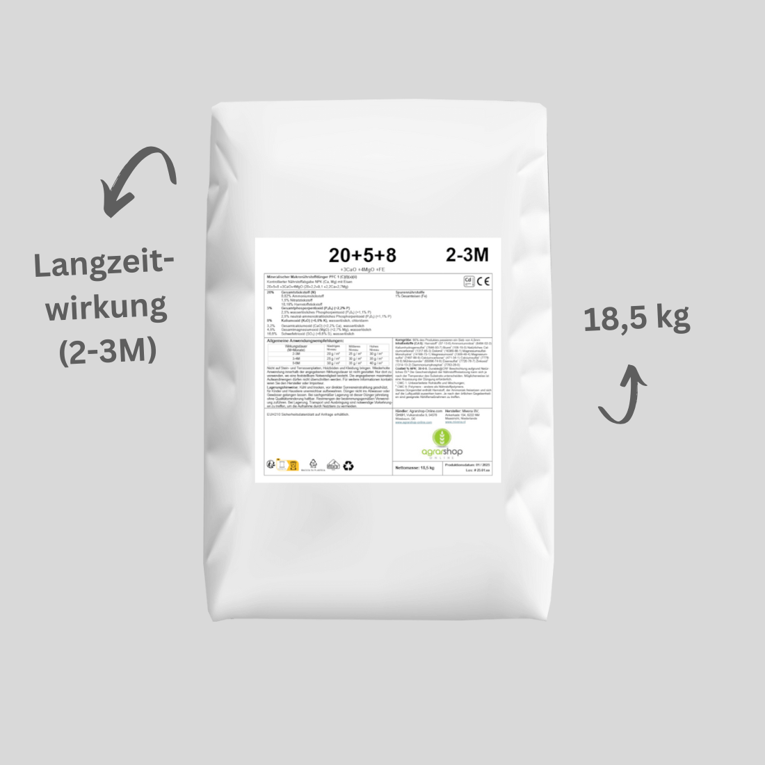 Agrarshop Langzeit Rasendünger Agrarcote 20+5+8