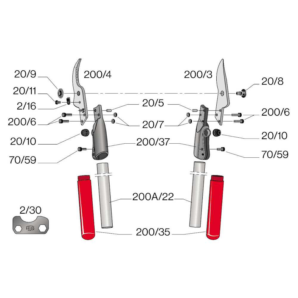 FELCO 200A-40 Zweihand-Baumschere aus Aluminium 40cm