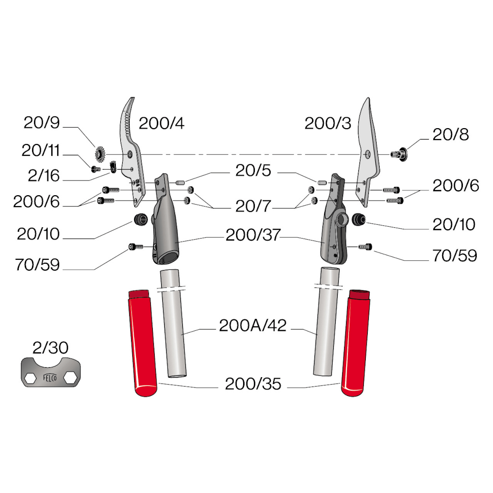 FELCO 200A-60 Zweihand-Baumschere aus Aluminium 60cm