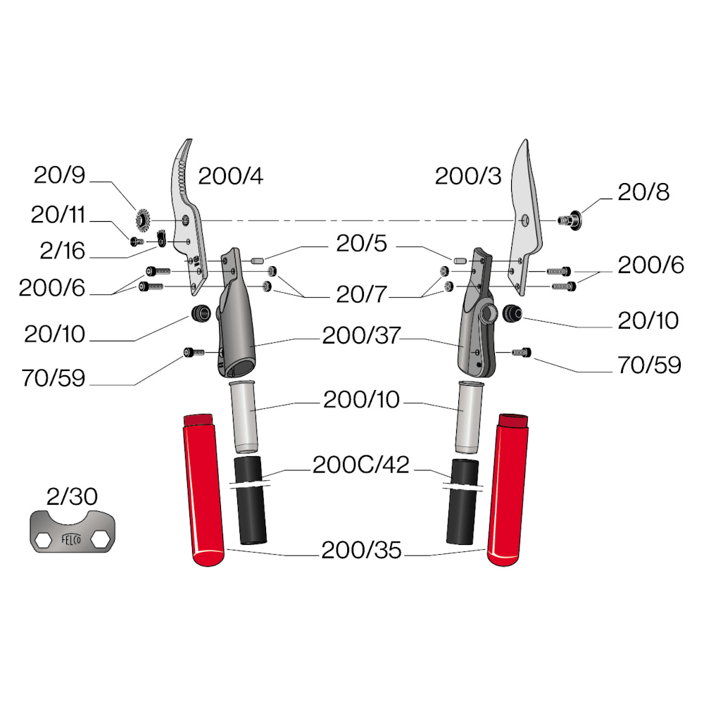 FELCO 200C-60 Zweihand-Baumschere aus Karbon 60cm