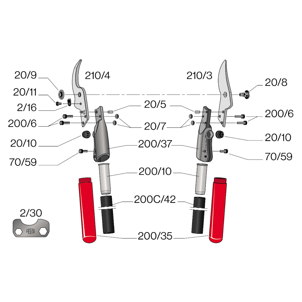 FELCO 210C-60 Zweihand-Baumschere aus Karbon 60cm