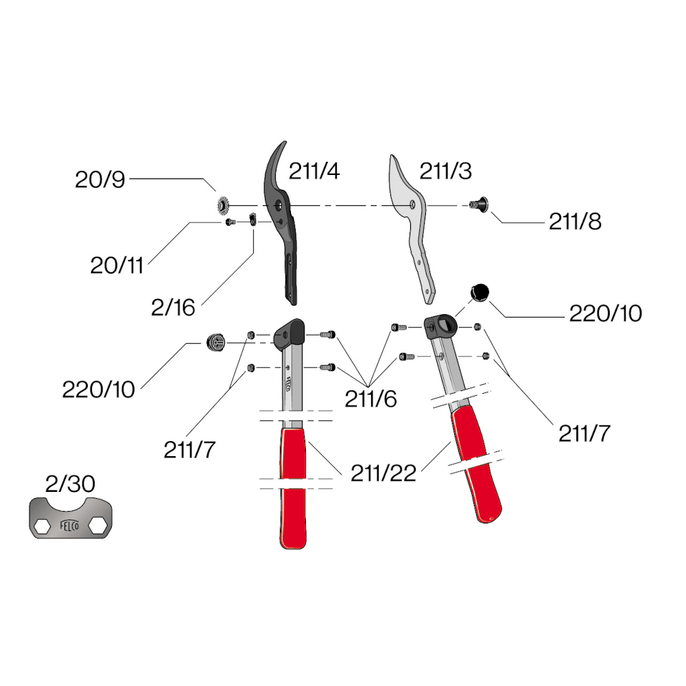 FELCO 211-40 Zweihand-Baumschere aus Aluminium 40cm