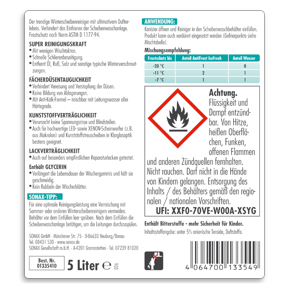 SONAX® AntiFrost plus Klarsicht bis -20 C° Ice-fresh