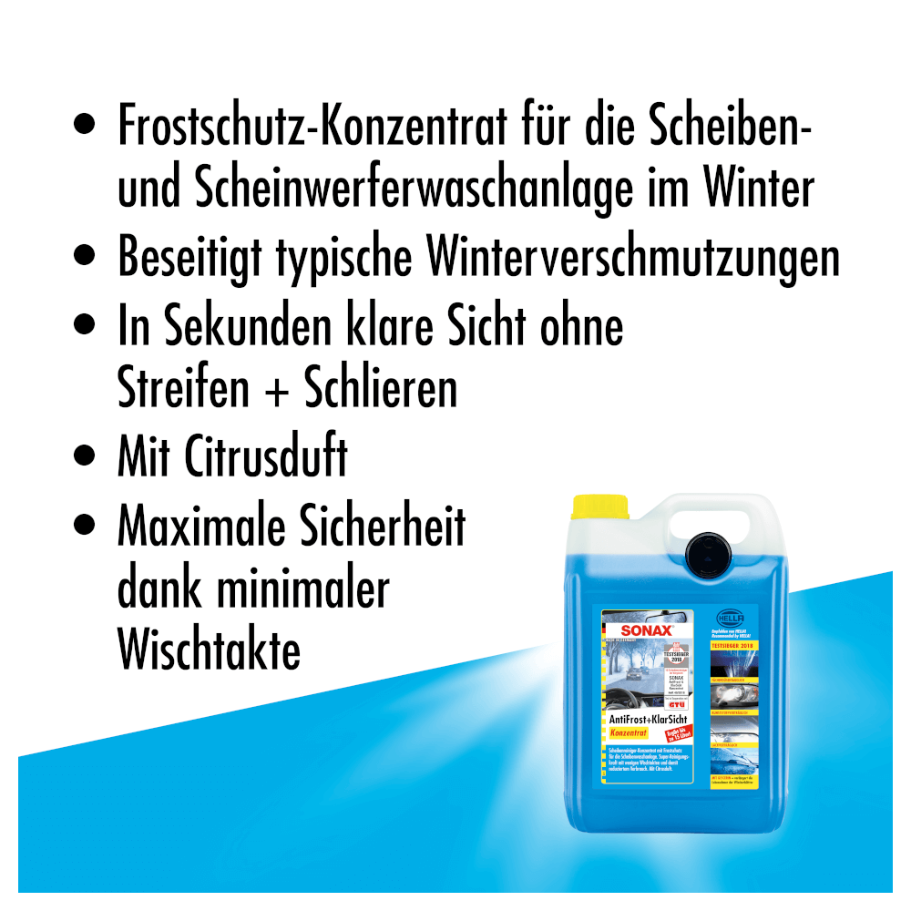 SONAX AntiFrost + Klarsicht Scheibenfrostschutz Konzentrat 5 Liter