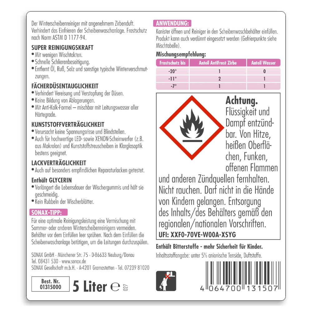 SONAX® AntiFrost plus Klarsicht bis -20 C° Zirbe